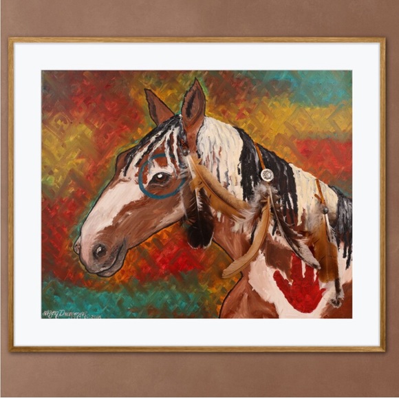 Native American Paint Horse Art Print Oil Painting Western Ranch Cowboy Decor - Picture 1 of 10
